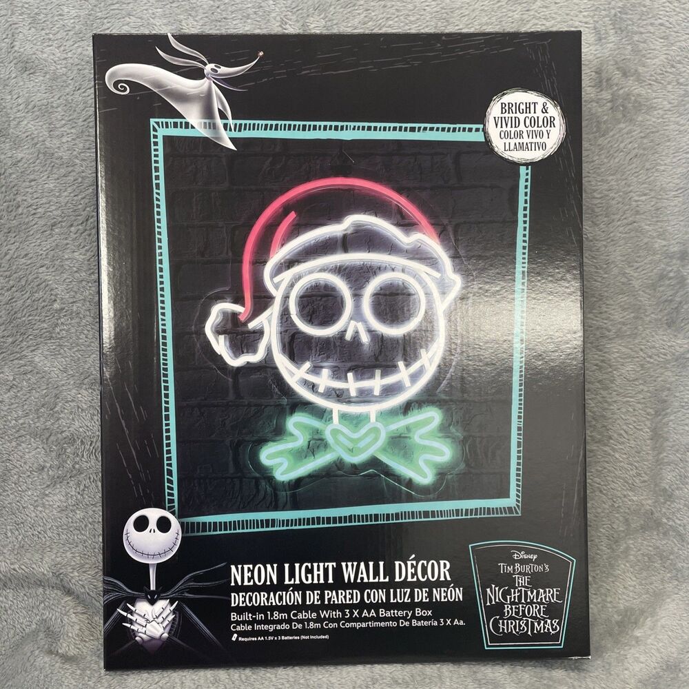 The Nightmare Before Christmas 14" Santa Jack Skellington "Neon" Sign LED Lights